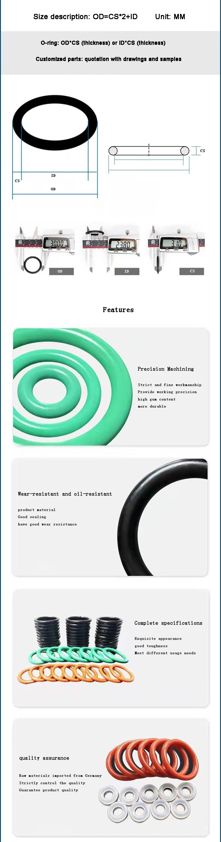 NBR FKM EPDM CR O-RING de silicona para aplicaciones automotrices y aeroespaciales 0